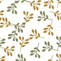 Simple branches with leaves seamless pattern. Organic endless background. Decorative forest leaf endless wallpaper. vector