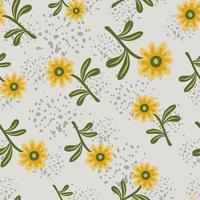 Cute flower seamless pattern in simple style. Hand drawn floral endless background. vector