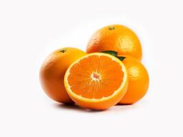 Fresco naranja Fruta en blanco fondo.generativo ai foto