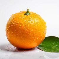 fresh orange fruit on white background. photo