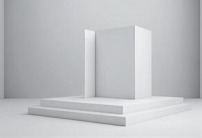 resumen 3d podio para producto presentación con geométrico formas, vacío redondo podio, plataformas para producto presentacion.generativa ai. foto