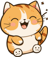 Lycklig katt klistermärke tecknad serie stil design png