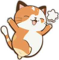 feliz gato adesivo desenho animado estilo Projeto png