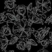 Vector illustration of beautiful flowers sketch Seamless pattern