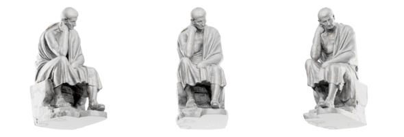 A breathtaking 3D render of the Philosopher Chrysippus statue, capturing the essence of ancient Greek art with stunning realism. png