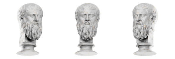 A stunning 3D render of Plato's statue in classic style png