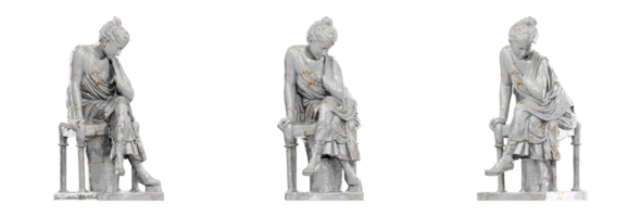 Stunning 3D render of a Hadrianic period sculpture depicting a seated girl png