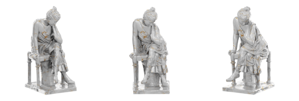 Stunning 3D render of a Hadrianic period sculpture depicting a seated girl png