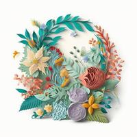 Flower bouquet arrangement in paper quilling style isolated on white background. illustration. photo