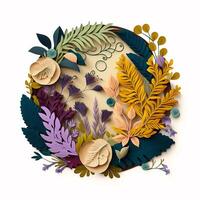 Flower bouquet arrangement in paper quilling style isolated on white background. illustration. photo