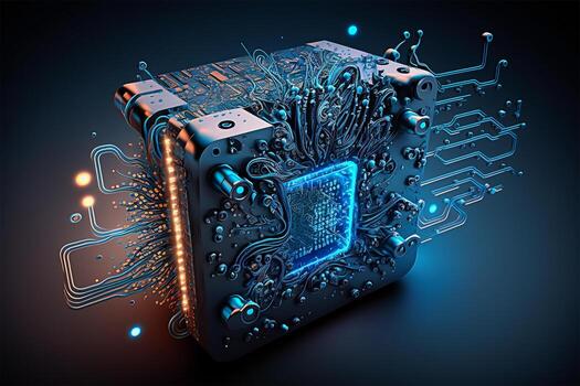 Abstract futuristic cloud computing technology concept background. Complex high technology circuit board. illustration. photo