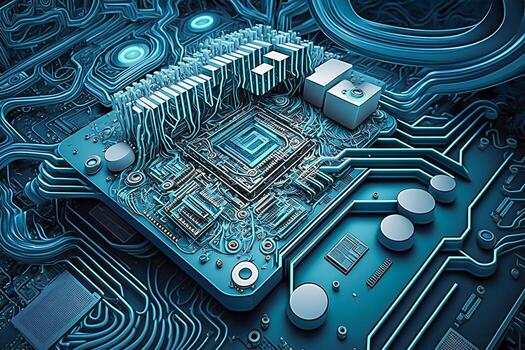 Abstract futuristic cloud computing technology concept background. Complex high technology circuit board. illustration. photo