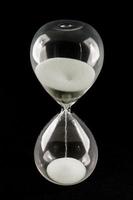 Hourglass isolated on black background photo