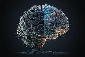 artificial inteligencia humano neural red cerebro. futurista digital cerebro tecnología concepto. generativo ai ilustración. foto