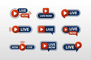 Live Streaming Badge or Label Collection Set vector