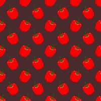 Cute Red Pepper seamless pattern in doodle style. vector