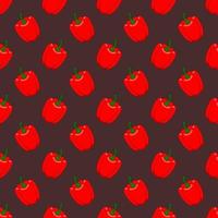 Cute Red Pepper seamless pattern in doodle style. vector