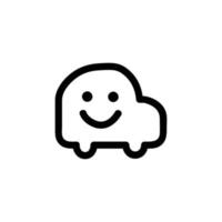 Waze Vector icon, Outline style, isolated on white Background.