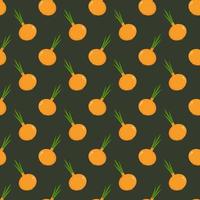Seamless pattern onion with green. vector