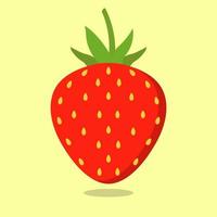 Cartoon bright natural strawberrys isolated on yellow. vector
