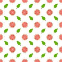 Vector seamless pattern with grapefruits and leaf.