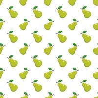 Sweet pear seamless pattern organic healthy fruits background. vector