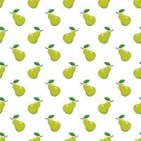 Sweet pear seamless pattern organic healthy fruits background. vector