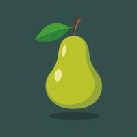 Green pear isolated on green background. vector
