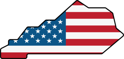 översikt teckning av kentucky stat Karta på USA flagga. png