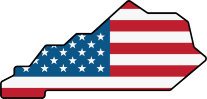 umrisszeichnung der kentucky state map auf usa-flagge. png