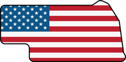 umrisszeichnung der staatskarte von nebraska auf usa-flagge. png