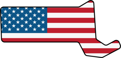 outline drawing of massachusetts state map on usa flag. png