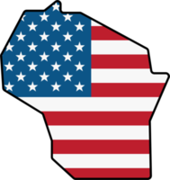 outline drawing of wisconsin state map on usa flag. png