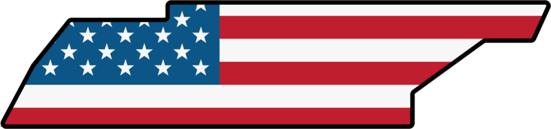 outline drawing of tennessee state map on usa flag. png