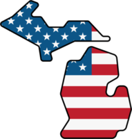 schema disegno di Michigan stato carta geografica su Stati Uniti d'America bandiera. png