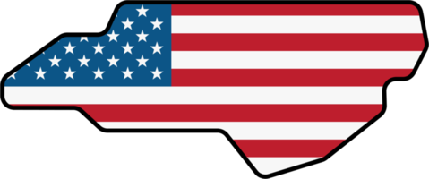 umrisszeichnung der staatskarte von north carolina auf usa-flagge. png