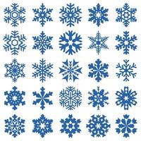 Blue snowflake icons collection  in line style isolated on white background. vector