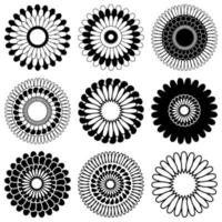 Black and white simple Japanese style flower icon. vector