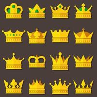 Set of icons  golden crowns isolated on background. vector