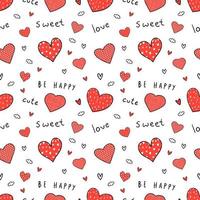 Seamless pattern doodle hearts pattern. vector