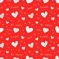 Red and white seamless pattern with hearts. vector