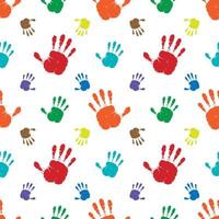 Seamless background made from color handprints. vector