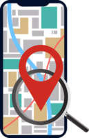 Ort Finder Karte App Symbol. Illustration Konzept mit Geographisches Positionierungs System auf Smartphone png