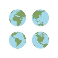 Globe world map. Planet earth flat vector illustration. Doodle map with continents and oceans.