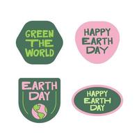 Earth day stickers. Environmental awareness quotes. Green eco friendly lifestyle. vector