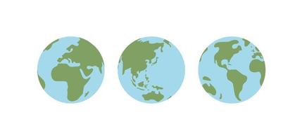 Globe world map. Planet earth flat vector illustration. Doodle map with continents and oceans.