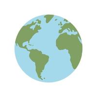 globo mundo mapa. planeta tierra plano vector ilustración. garabatear mapa con continentes y océanos