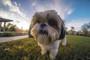 shih tzu mira a el cámara. generativo ai. foto