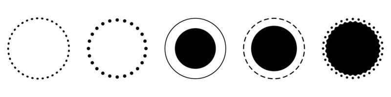 Icon set of decorative circle design element. Flat vector illustration