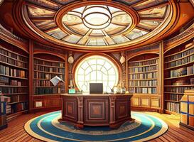 Library design in English style. . photo